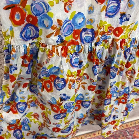 Entro Women's White Blue Floral Sleeveless Tiered Midi Dress Size Medium - Picture 8 of 11